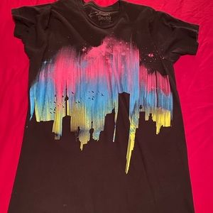 Mens Collision Theory Skyline Graphic Black Shirt Size Small